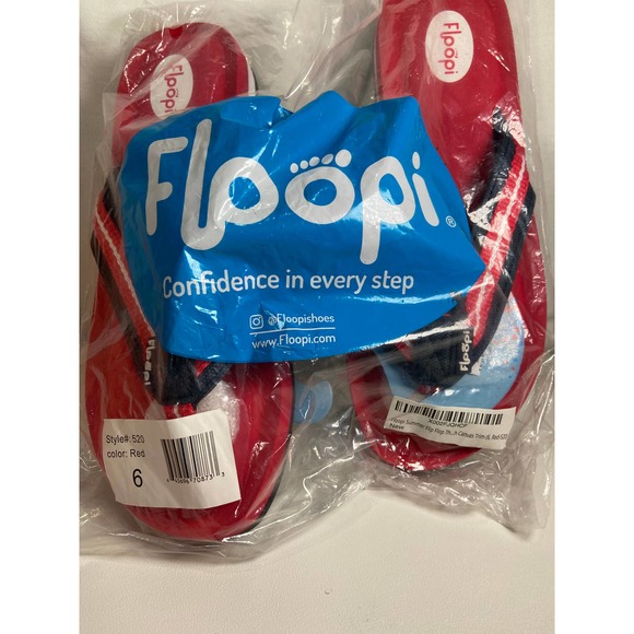 Floopi Women's Size 6 Red Yoga Mat Padded Insoles Flip Flop Sandals Style 520 - Picture 3 of 3